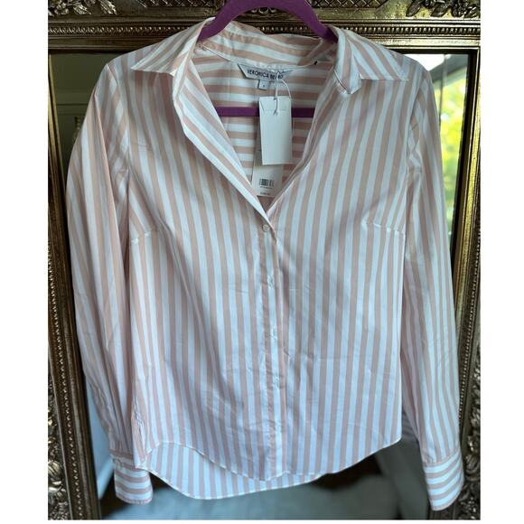 Veronica Beard Amelia Shirt Pink Shell/White Striped Button Down Size 2 NEW NWT! - Picture 6 of 7